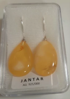 JANTAR NÁUŠNICE STŘÍBRO