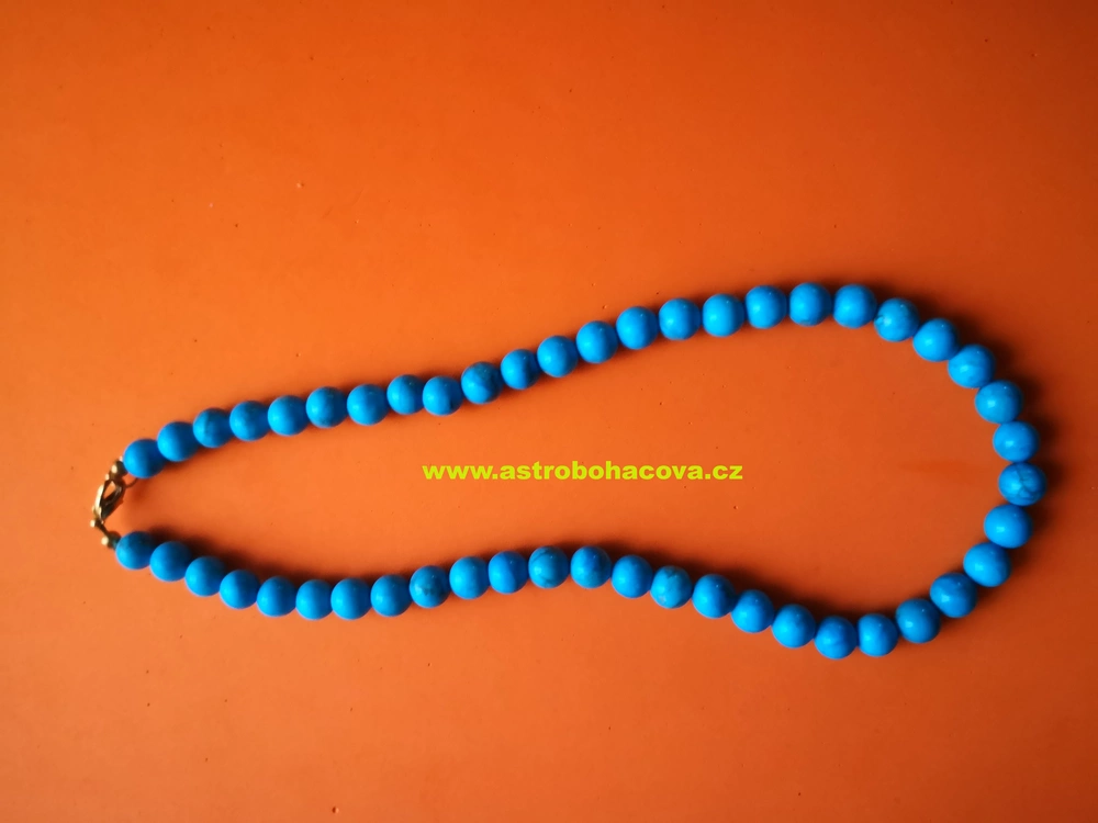 HOWLIT -náhrdelní z kuliček 8mm 45 cm, modrý