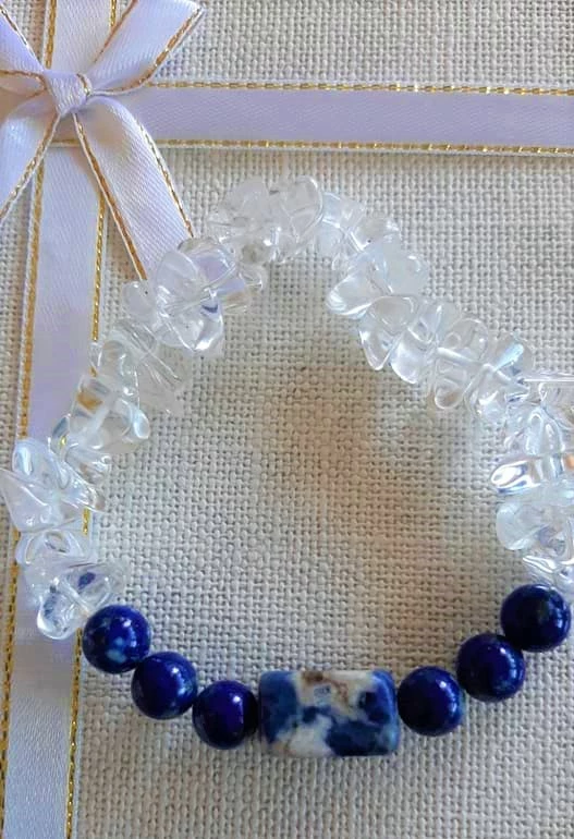 LAPIS LAZULI náramek + křišťál