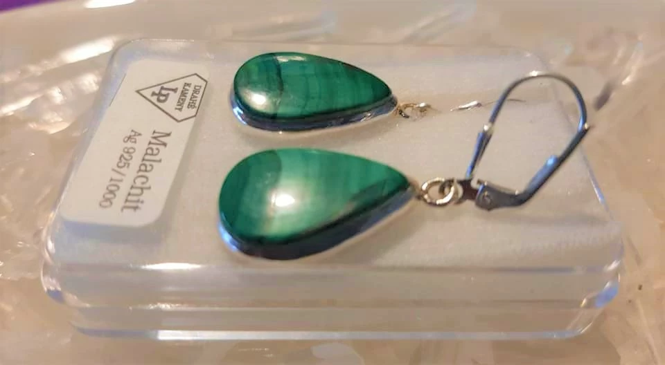 MALACHIT  NÁUŠNICE  Ag 925