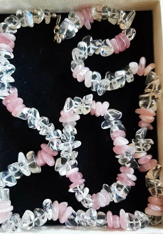 RÚŽENÍN + KŘÍŠTÁL NÁHRDELNÍK + NÁRAMEK 