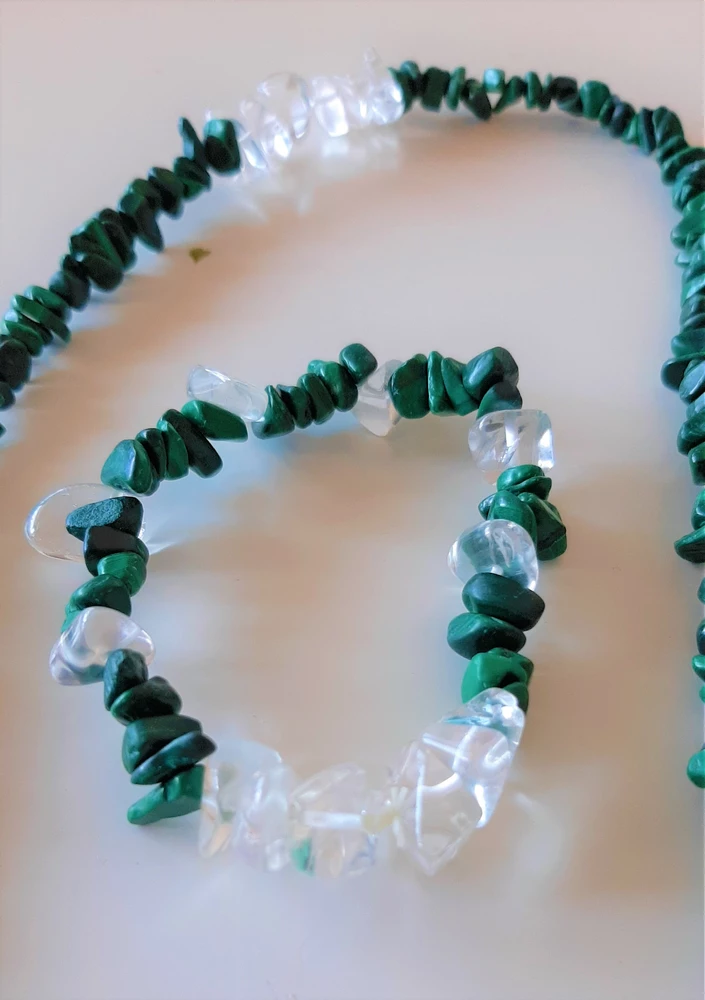 MALACHIT + KŘIŠTÁL+SLUNEČNÍ KÁMEN