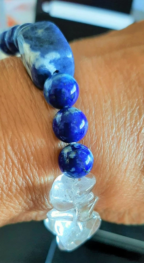 LAPIS LAZULI náramek + křišťál