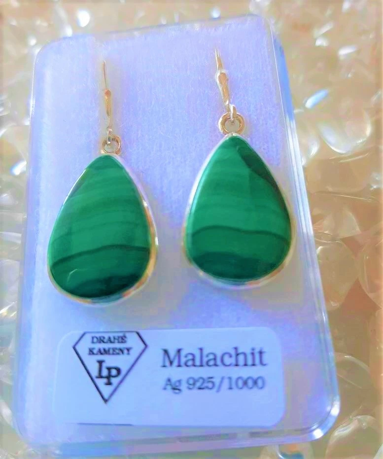 MALACHIT  NÁUŠNICE  Ag 925