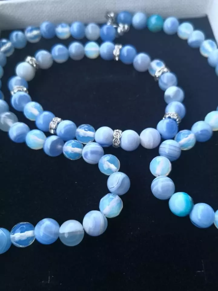 ACHÁT + CHALCEDON, sada NÁHRDELNÍK, NÁRAMEK