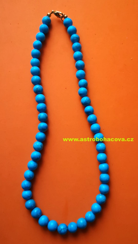 HOWLIT -náhrdelní z kuliček 8mm 45 cm, modrý