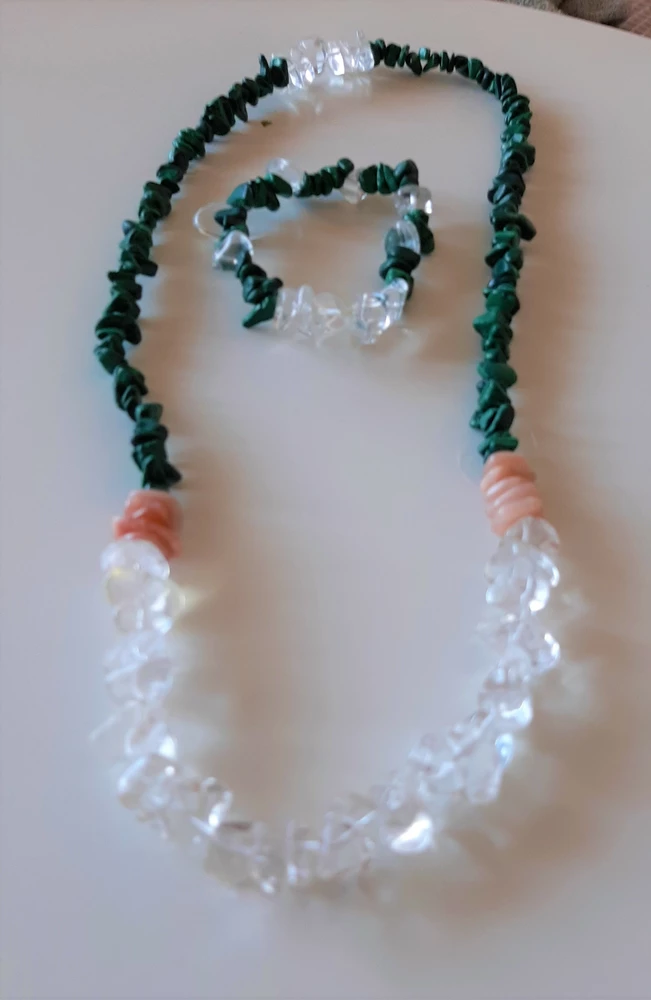 MALACHIT + KŘIŠTÁL+SLUNEČNÍ KÁMEN