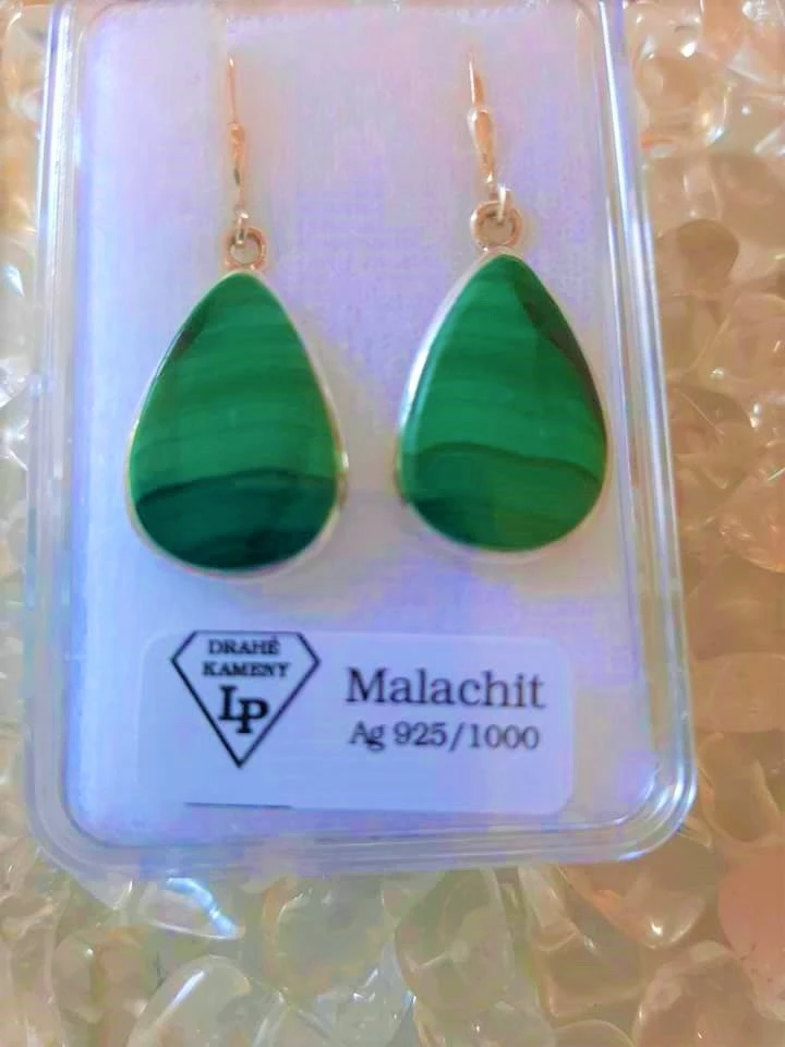 MALACHIT  NÁUŠNICE  Ag 925