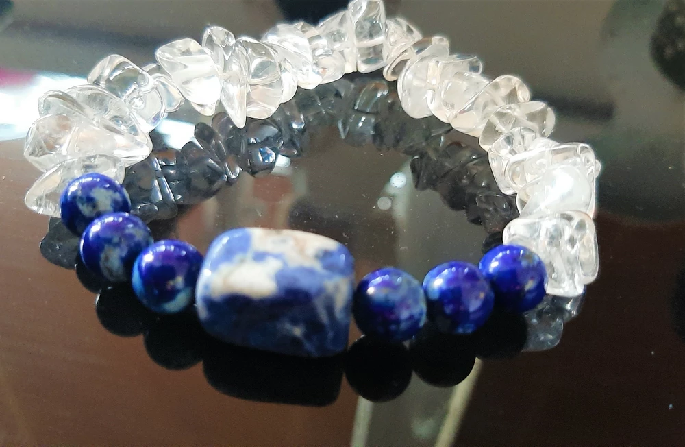 LAPIS LAZULI náramek + křišťál