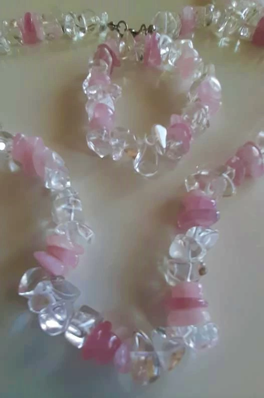 RÚŽENÍN + KŘÍŠTÁL NÁHRDELNÍK + NÁRAMEK 