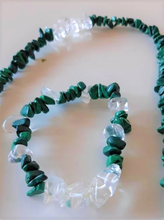 MALACHIT + KŘIŠTÁL+SLUNEČNÍ KÁMEN