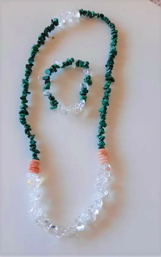 MALACHIT + KŘIŠTÁL+SLUNEČNÍ KÁMEN